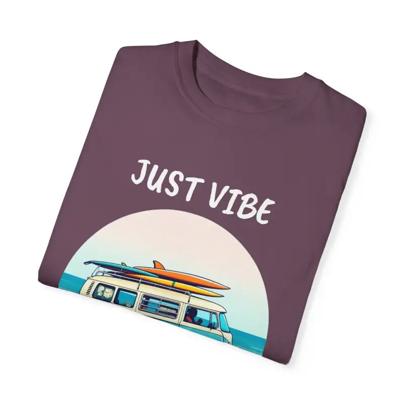 Folded Summer Vibes T-shirt with beach van graphic design for casual wear