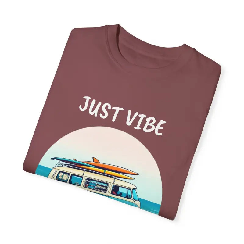 Maroon Summer Vibes Unisex T-shirt with van graphics and surfboards design