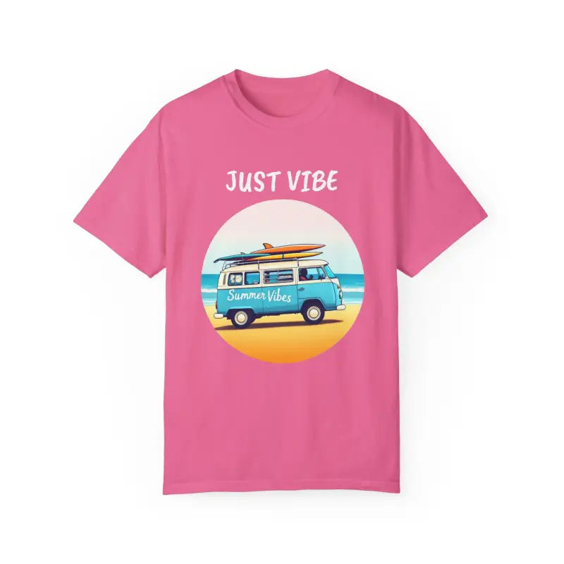 Pink Summer Vibes Unisex T-shirt with beach van graphic design for relaxed style