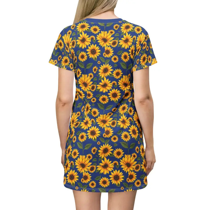 Sunflower-patterned dress showcasing vibrant design for summer fashion elegance