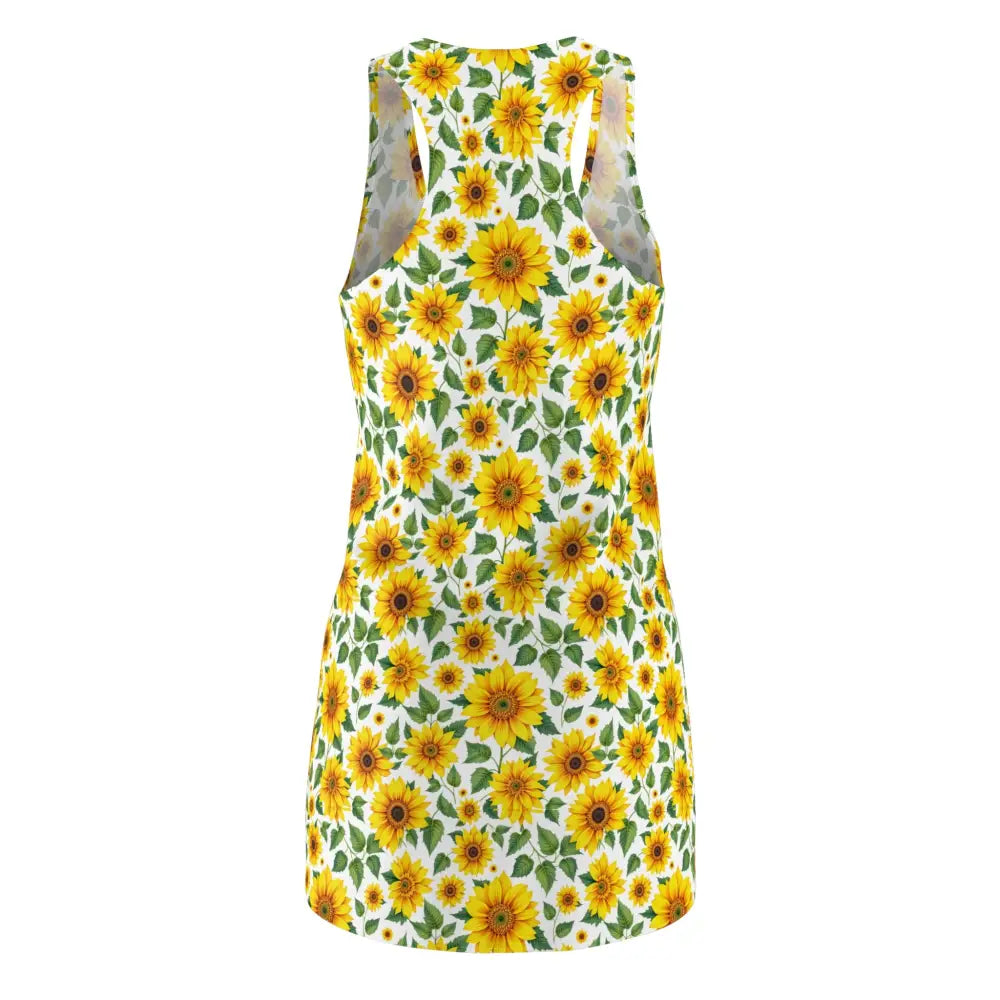 Sunflower-patterned racerback dress ideal for casual summer outings and sunny days