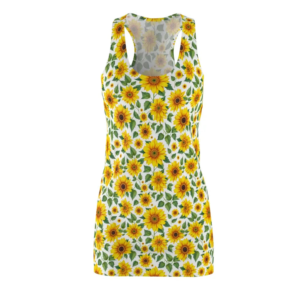 Sunflower-patterned racerback dress featuring a vibrant floral design for stylish wear
