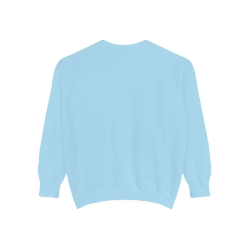 Light blue chambray sweatshirt named Sunset Sail Away Sweatshirt displayed attractively