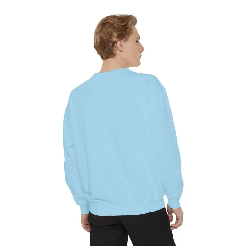 Light blue chambray Sunset Sail Away Sweatshirt for casual comfort and style