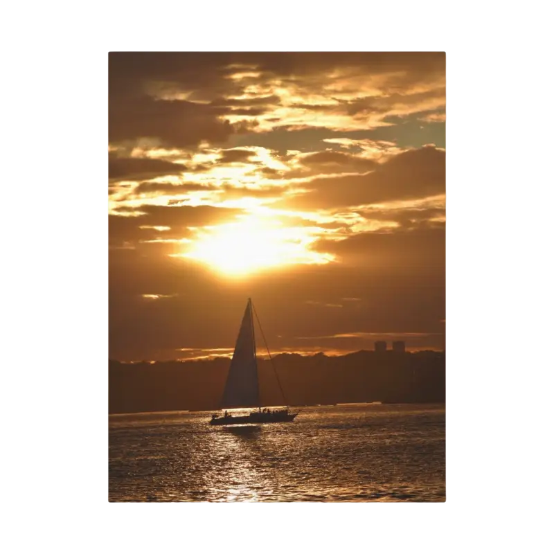 Sunset sailboat silhouette enhancing the beauty of tranquil evening waters