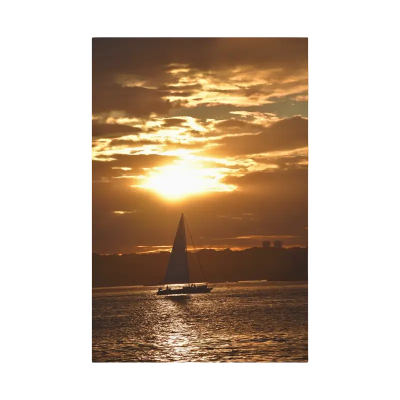 Sailboat at sunset creating a serene silhouette in the Sunset Sailboat Silhouette product