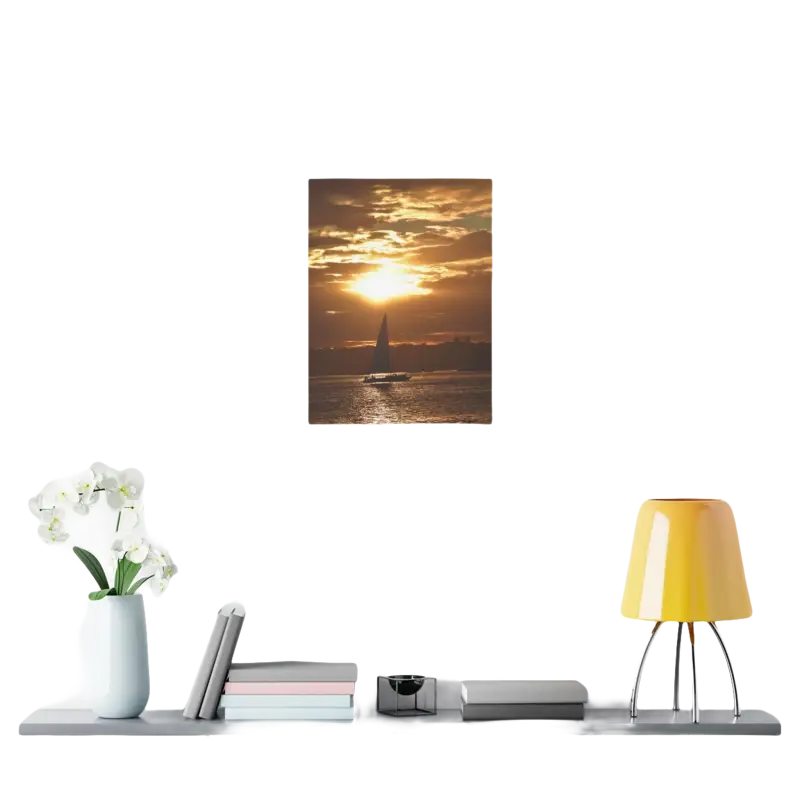 Sailboat sunset canvas print featuring a stunning silhouette design