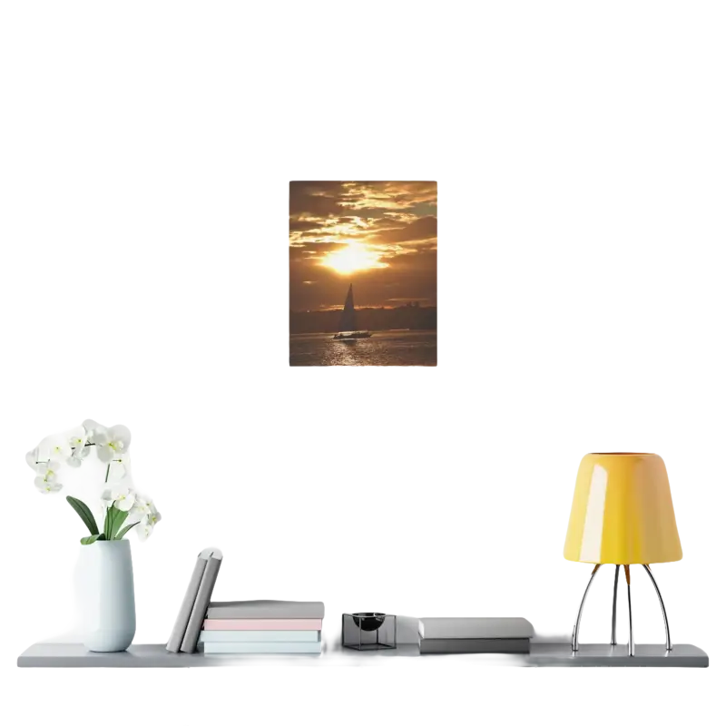 Sunset Sailboat Silhouette canvas print featuring a beautiful sunset scene
