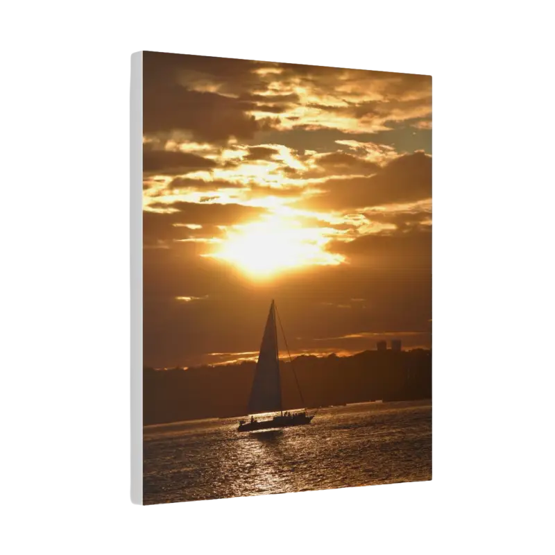 Sunset Sailboat Silhouette canvas print featuring a vibrant sunset and sailboat outline
