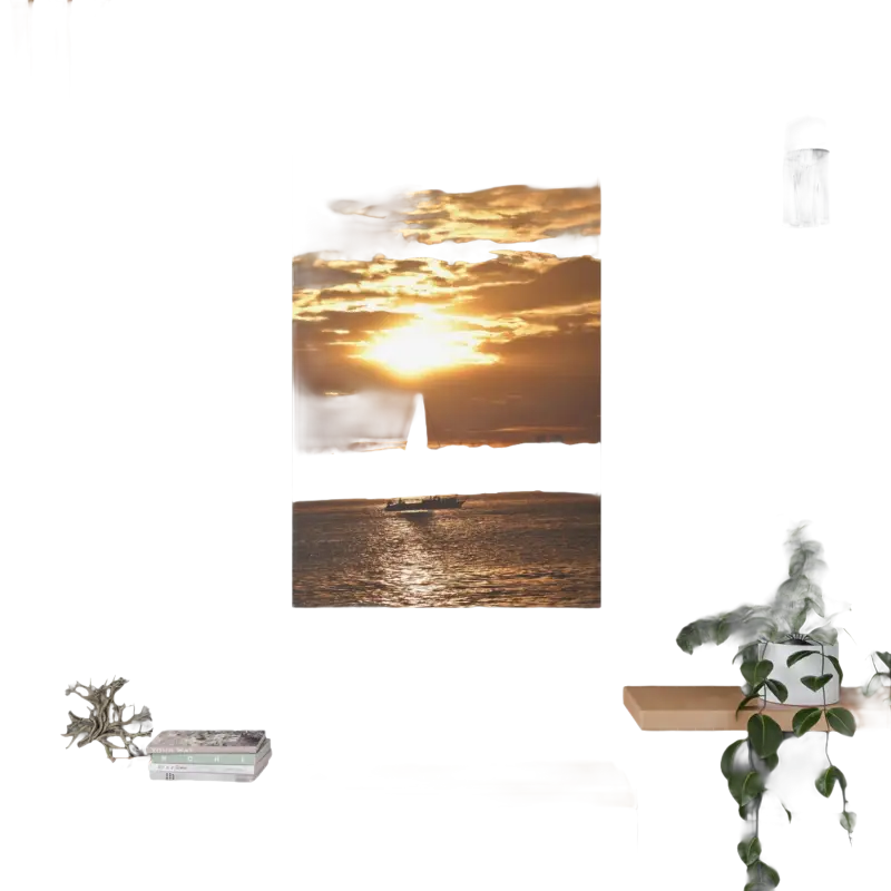Sailboat sunset canvas print featuring the Sunset Sailboat Silhouette design