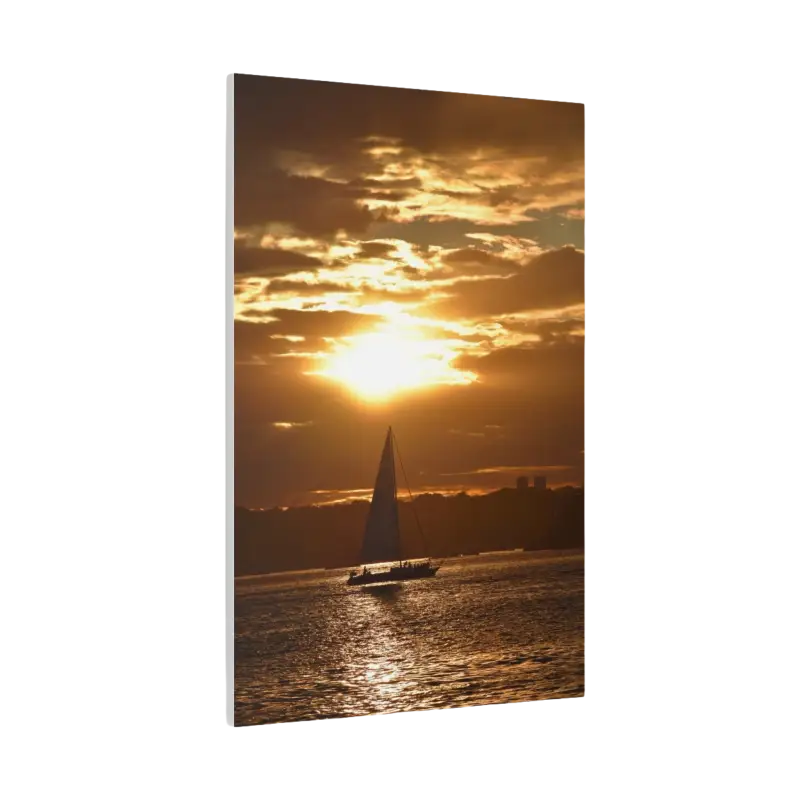 Sunset Sailboat Silhouette canvas print featuring a serene sunset over water