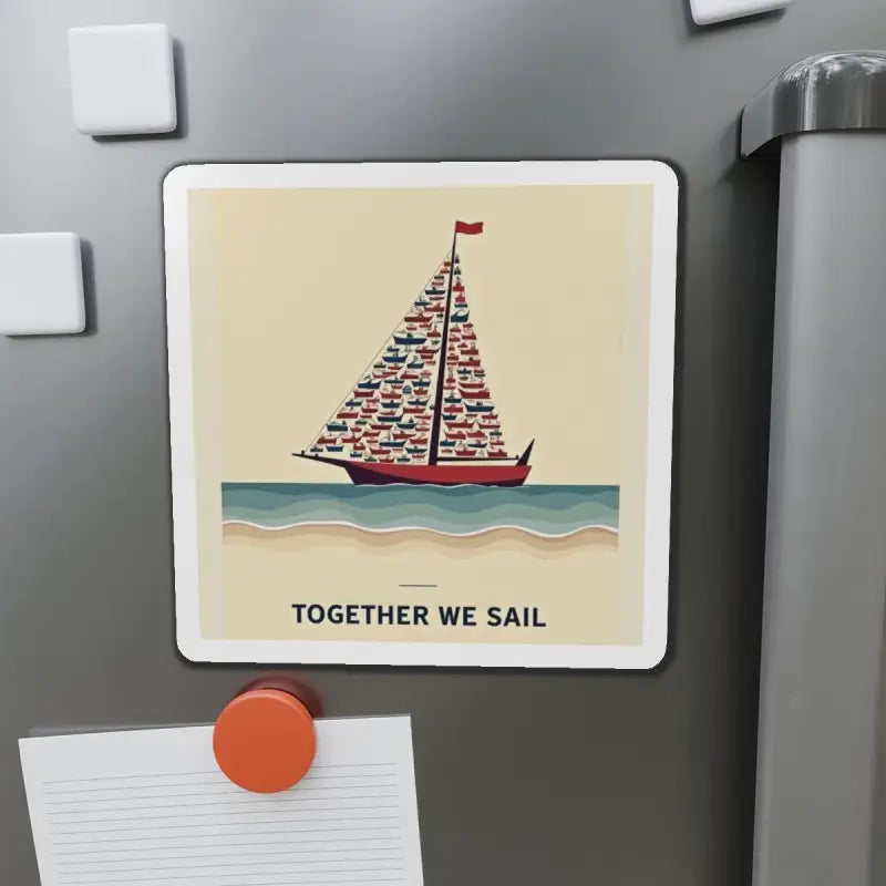 Sailboat art magnet from Together We Sail custom die cut vinyl design