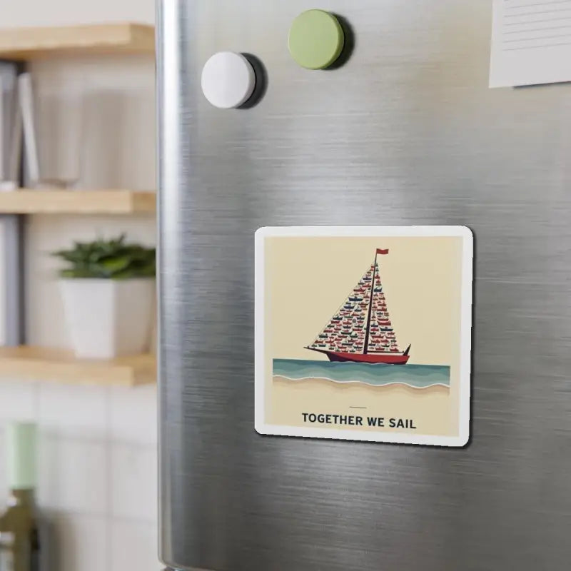 Sailboat magnet for Together We Sail Custom Die Cut Vinyl Design art display