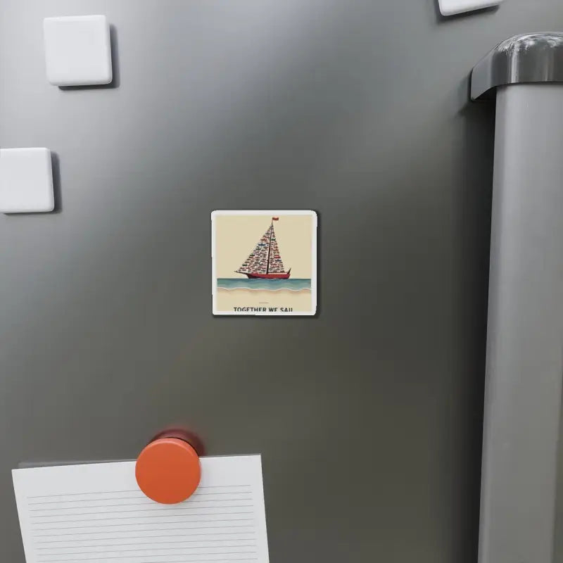 Square Sailboat Magnet for Together We Sail Custom Die Cut Vinyl Design