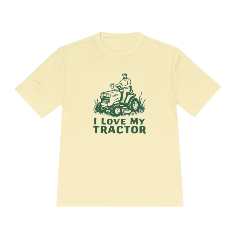 Short-sleeved Tractor Graphic T-Shirt in Gray, White, and Neon Green design