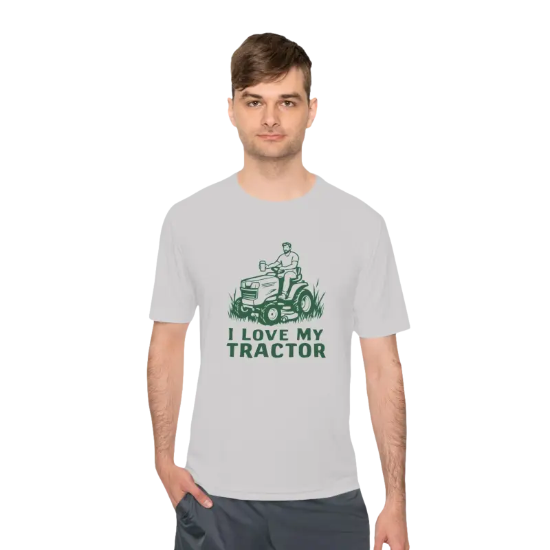 Gray Tractor Graphic T-Shirt showcasing a vibrant design on a casual apparel piece
