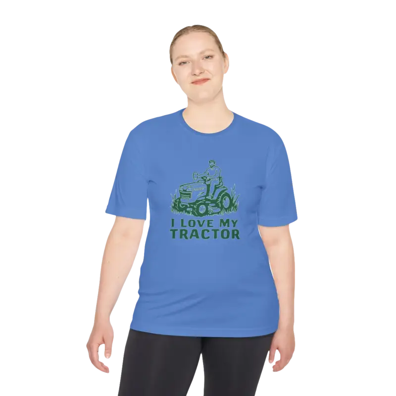 Blue T-shirt featuring a tractor graphic from Tractor Graphic T Shirts collection