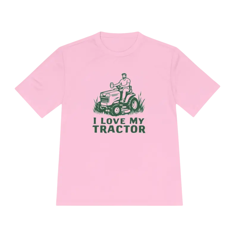 Pink t-shirt featuring tractor graphic from Tractor Graphic T Shirts collection