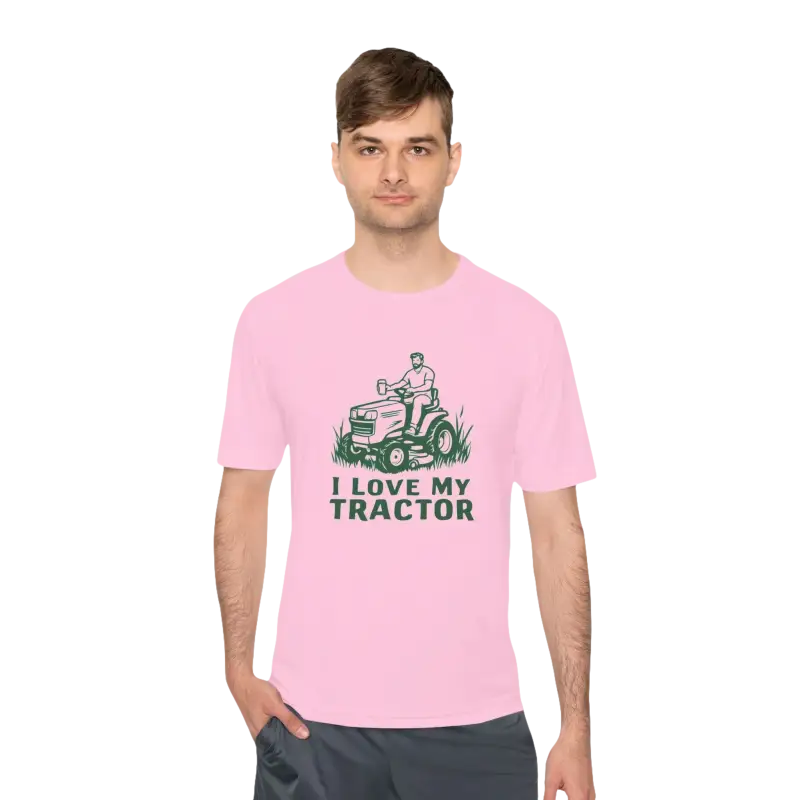 Pink T-shirt featuring a tractor graphic from Tractor Graphic T Shirts collection