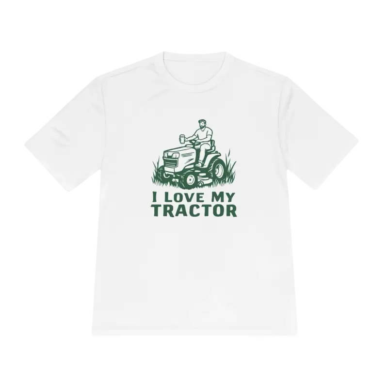 White t-shirt featuring a tractor graphic from Tractor Graphic T Shirts collection