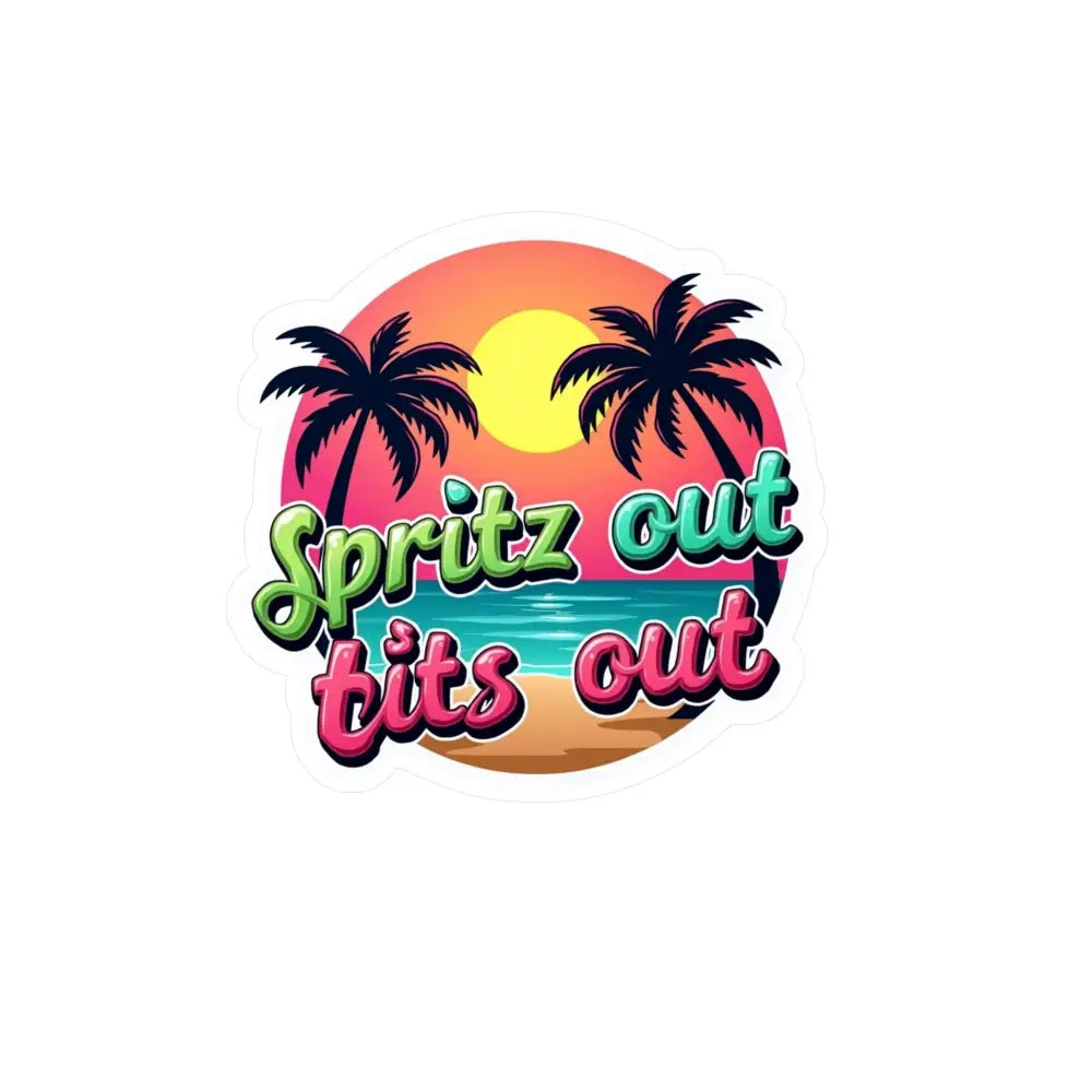 Tropical Beach Neon Vinyl Sticker featuring a vibrant tropical beach design