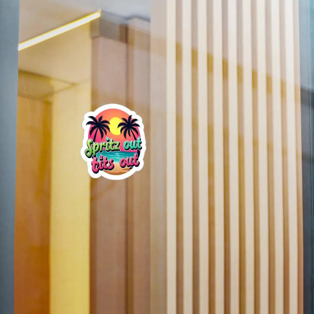 Tropical Beach Neon Vinyl Sticker featuring vibrant tropical-themed design