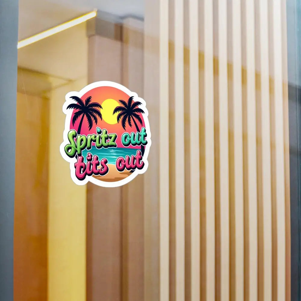 Tropical Beach Neon Vinyl Sticker showcasing vibrant tropical-themed design