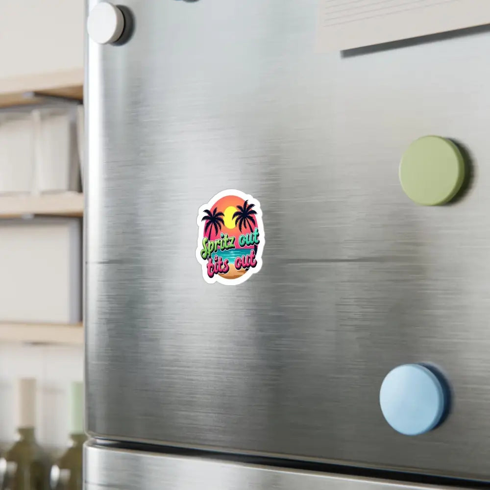Tropical Beach Neon Vinyl Sticker featuring a vibrant tropical-themed design