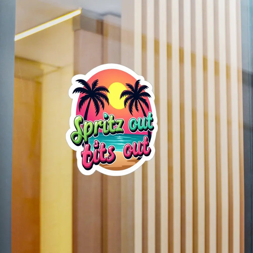 Tropical Beach Neon Vinyl Sticker featuring vibrant tropical-themed design