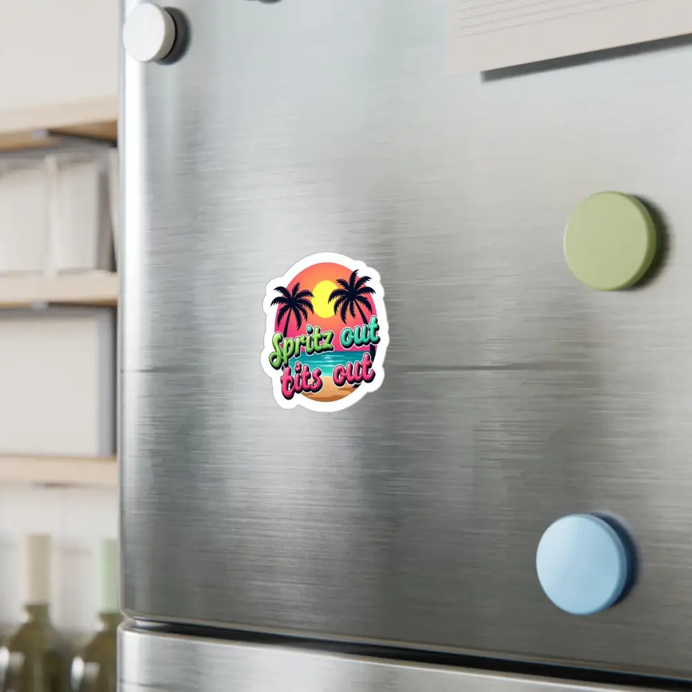 Tropical Beach Neon Vinyl Sticker featuring vibrant tropical-themed design elements