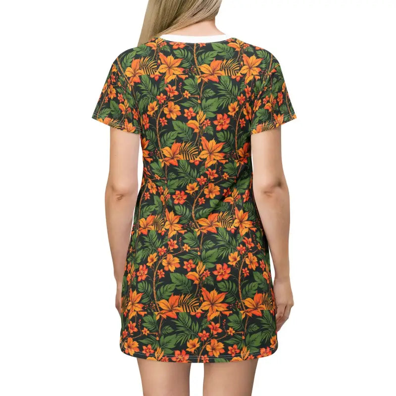 Tropical Floral T-Shirt Dress featuring vibrant floral print for summer days