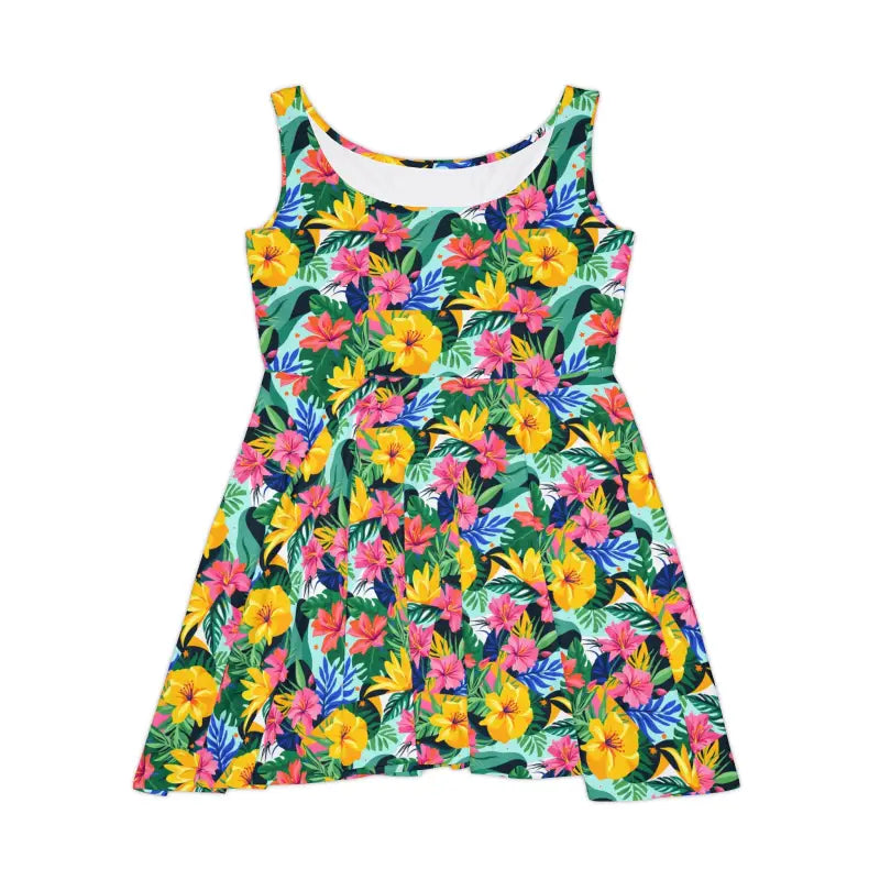 Floral print sleeveless dress featuring a vibrant design for women in a skater style