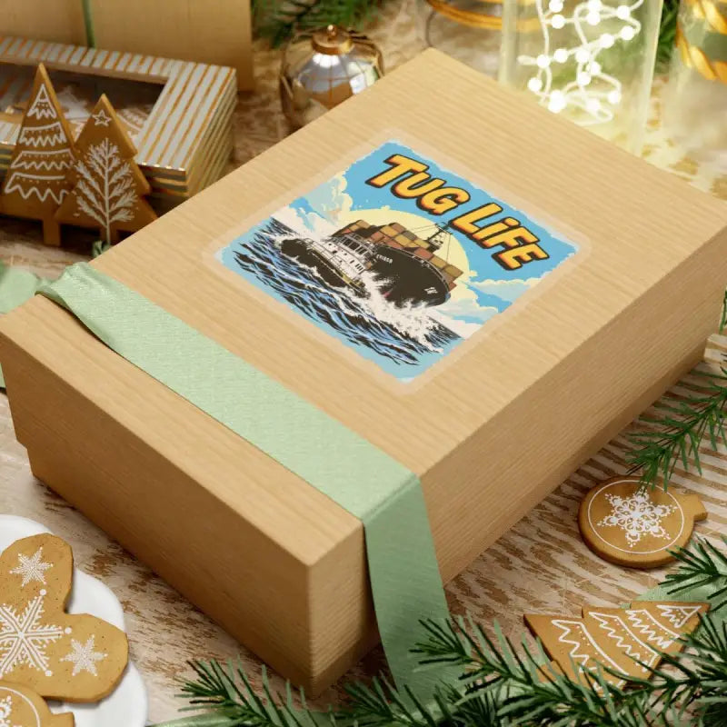 Gift box featuring Tug Life sticker from Tug Life Sticker featuring Tugboat