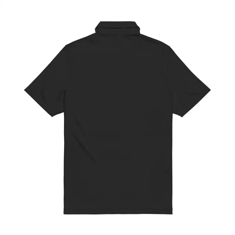 Black short-sleeved polo shirt by Under Armour with embroidered Rhody design