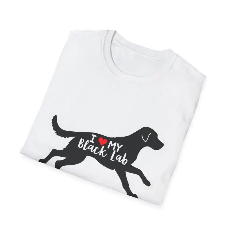 Folded white t-shirt featuring a Black Lab graphic for Unisex wear
