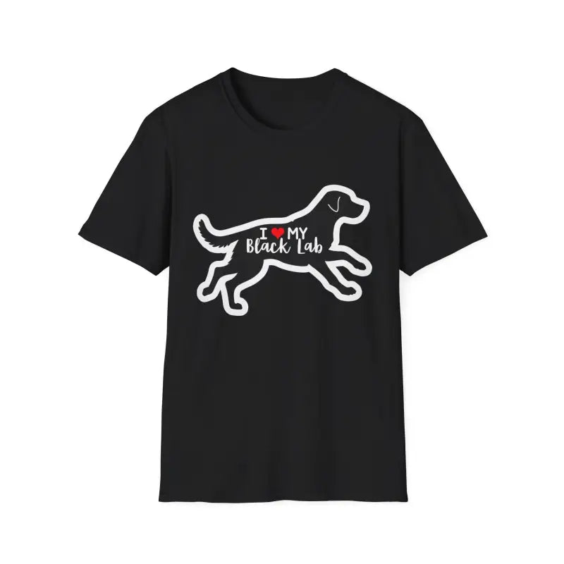 Unisex Black Lab Graphic T-Shirt featuring a stylish dog graphic on a black background