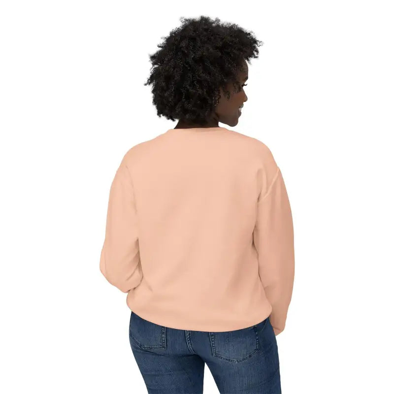Peach-colored sweatshirt featuring a potted plant design for unisex wear