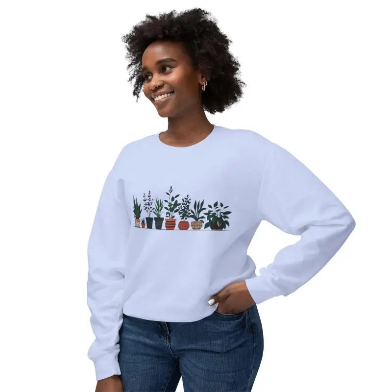 Unisex Lightweight Crewneck Sweatshirt featuring a stylish potted plant design