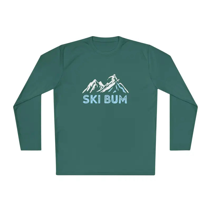 Green long-sleeved Unisex Ski Bum Tee in sport material for active wear