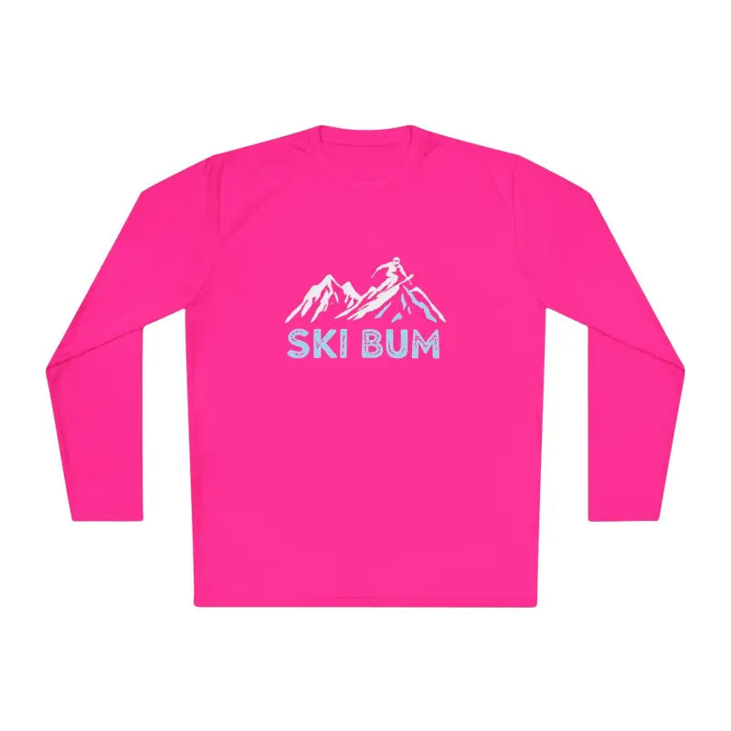 Pink long-sleeved Unisex Ski Bum Tee in sport material for versatile casual wear