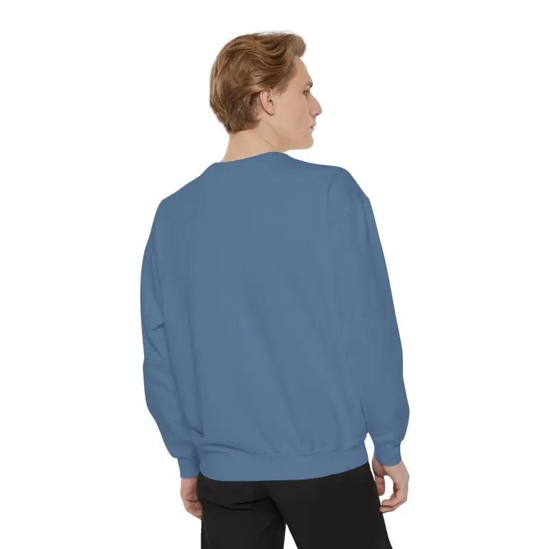 Blue crewneck sweatshirt from the Wave Rider Sweatshirt Collection showcased elegantly