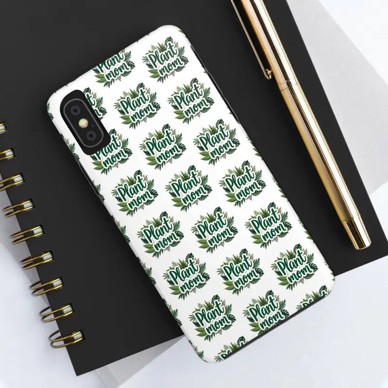 White Biodegradable Shockproof Plant Phone Case for iPhone XS Max with Plant Mom pattern