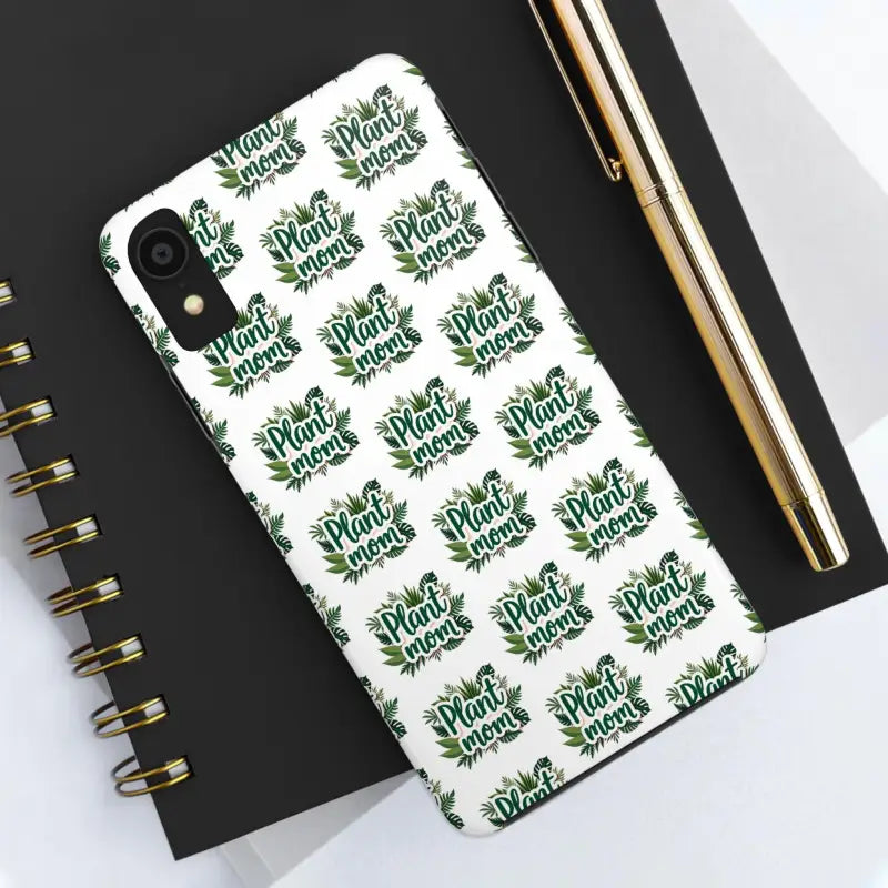 White biodegradable shockproof Plant Mom phone case for iPhone XS Max displayed