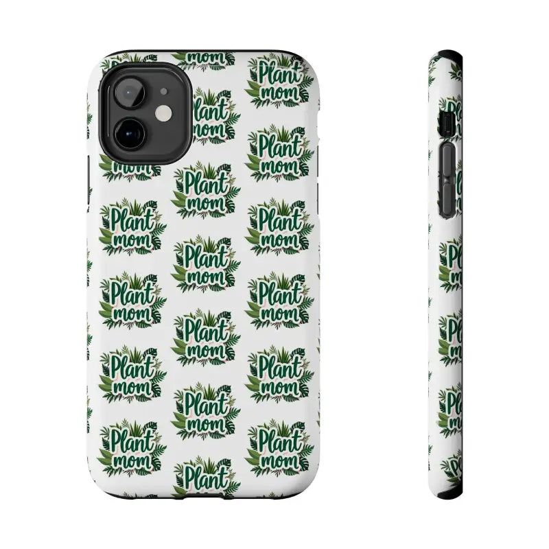 White biodegradable shockproof phone case for iPhone XS Max with Plant Mom design