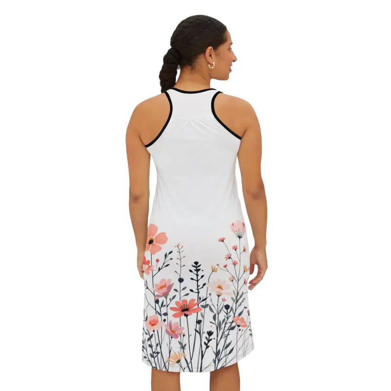 White floral racerback dress showcasing a feminine design in the White Floral Print Women’s Dress