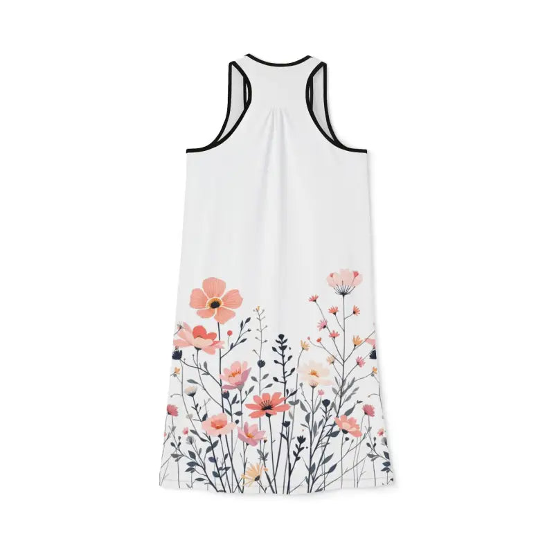 White floral-print racerback dress for women, ideal for casual and formal occasions