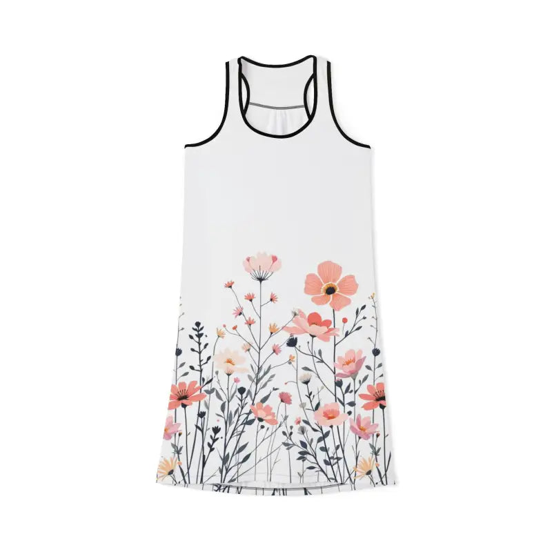White Floral Print Women’s Dress featuring a stylish floral tank design