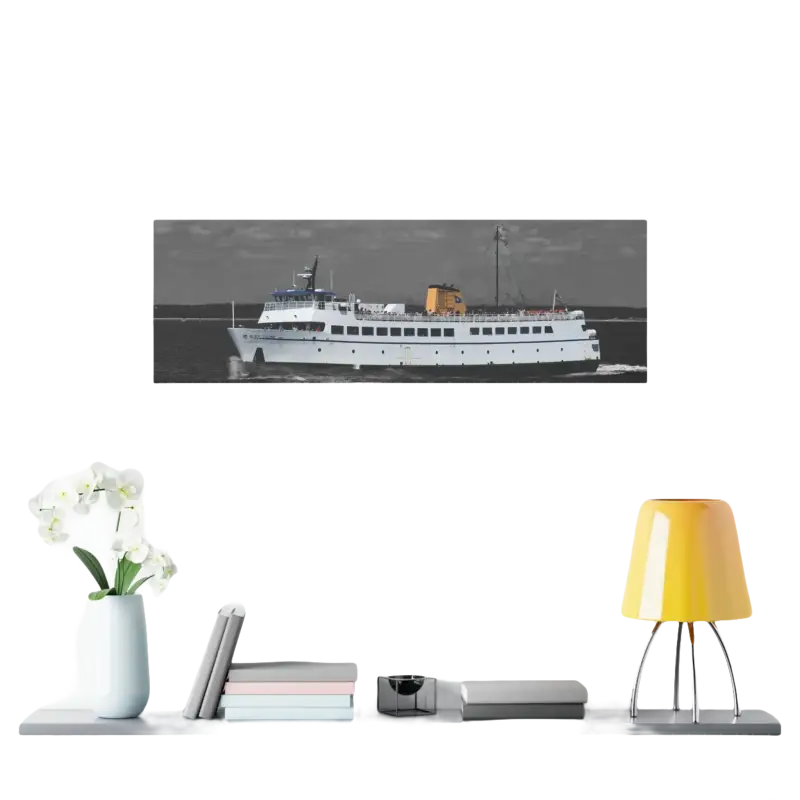 Framed image of a White Passenger Ferry on display for decoration