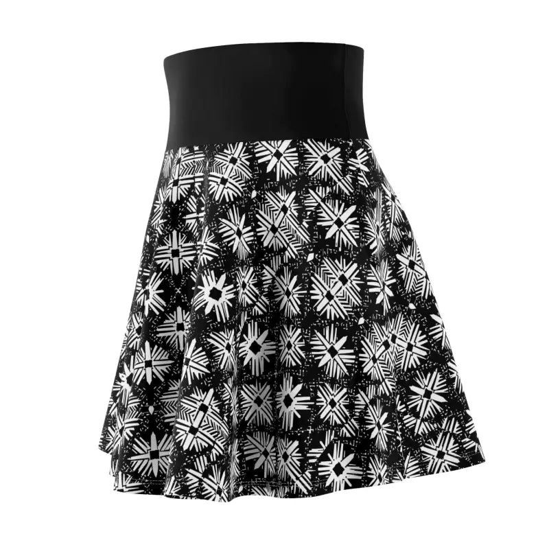 Black and white floral print skater skirt for women, featuring a stylish pattern