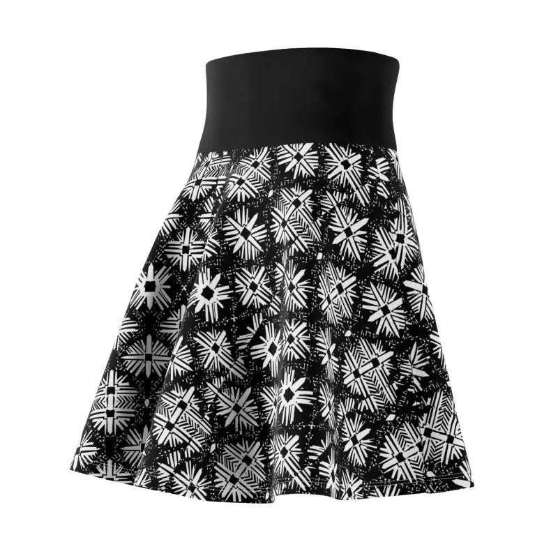 Women Black and White Floral Print Skater Skirt with elegant black and white patterns